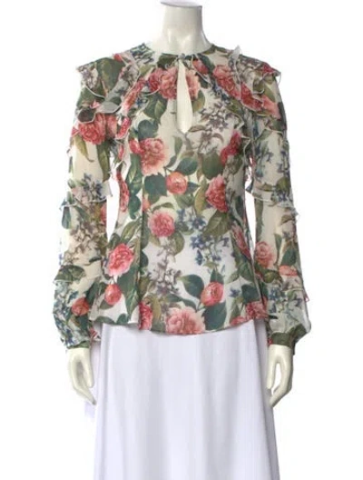 Pre-owned Nicholas Silk Floral Print Blouse In Multi