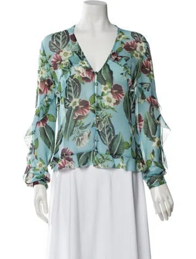 Pre-owned Nicholas Silk Floral Print Blouse In Multi