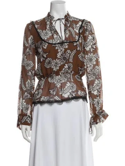 Pre-owned Nicholas Silk Floral Print Blouse In Multi