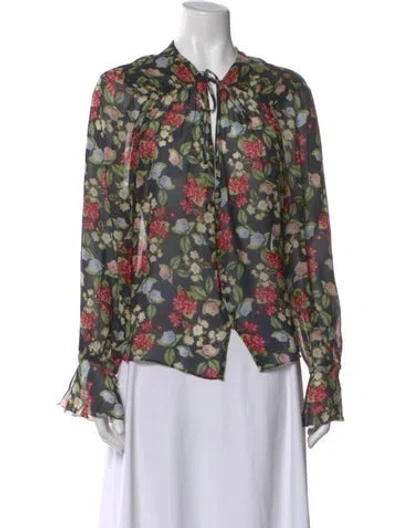 Pre-owned Nicholas Silk Floral Print Blouse In Multi
