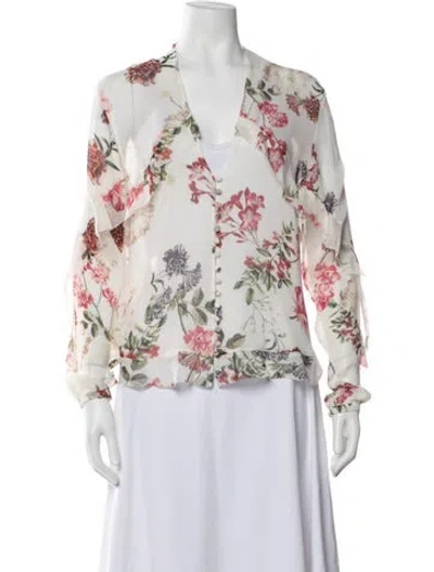 Pre-owned Nicholas Silk Floral Print Blouse In Neutral