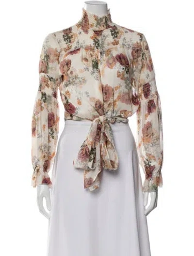 Pre-owned Nicholas Silk Floral Print Blouse In Neutral