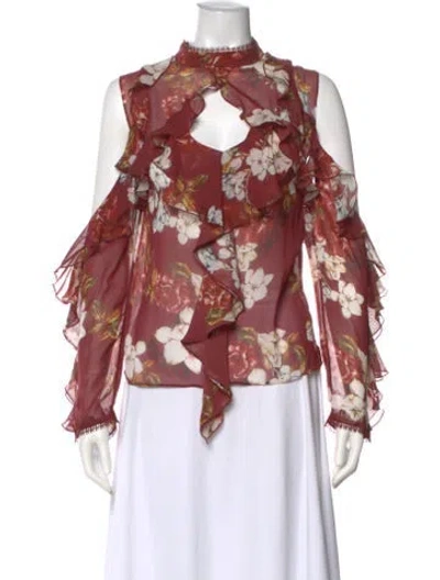 Pre-owned Nicholas Silk Floral Print Blouse In Red