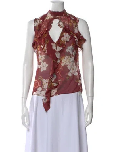 Pre-owned Nicholas Silk Floral Print Blouse In Red