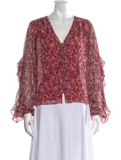 Pre-owned Nicholas Silk Floral Print Blouse In Red