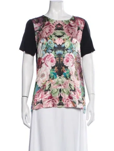 Pre-owned Nicholas Silk Floral Print Top In White