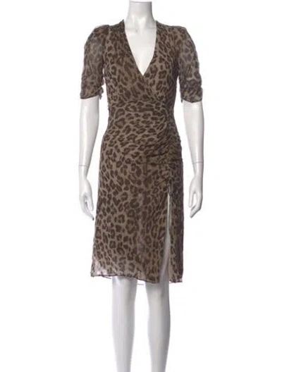 Pre-owned Nicholas Silk Knee-length Dress In Brown