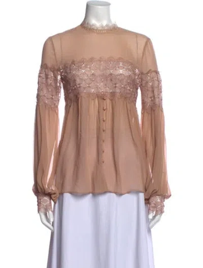 Pre-owned Nicholas Silk Lace Pattern Blouse In Neutral