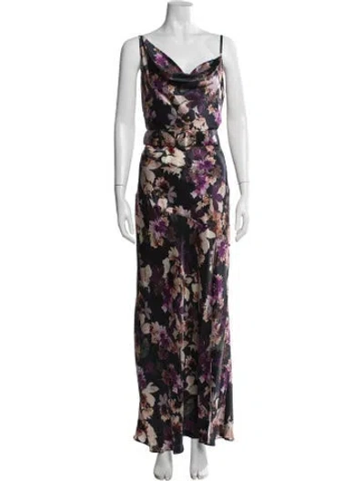 Pre-owned Nicholas Silk Long Dress In Black