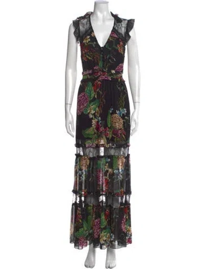 Pre-owned Nicholas Silk Long Dress In Black