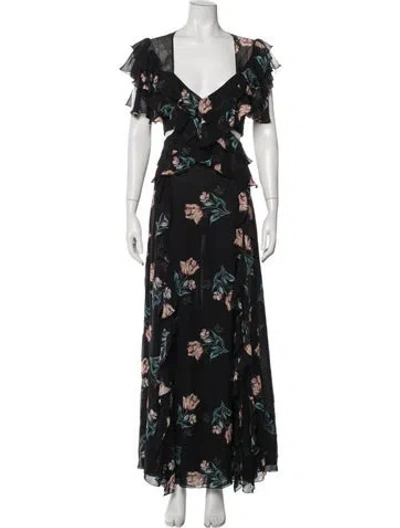 Pre-owned Nicholas Silk Long Dress In Black