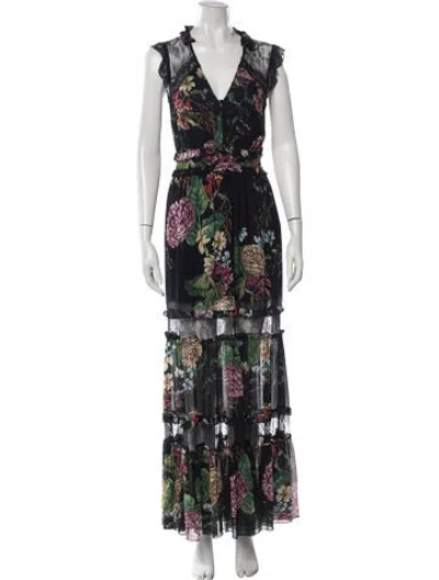 Pre-owned Nicholas Silk Long Dress In Black