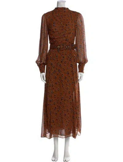 Pre-owned Nicholas Silk Long Dress In Brown