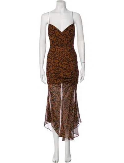 Pre-owned Nicholas Silk Long Dress In Brown
