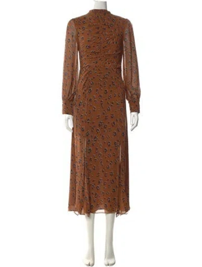Pre-owned Nicholas Silk Long Dress In Brown