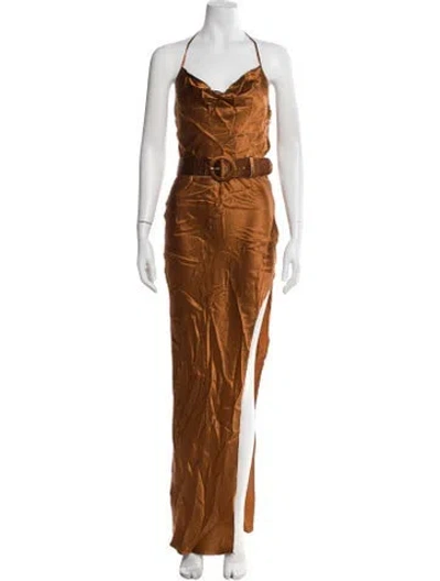 Pre-owned Nicholas Silk Long Dress In Brown
