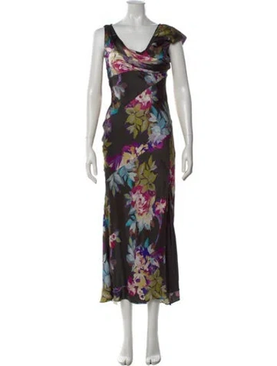 Pre-owned Nicholas Silk Long Dress In Brown