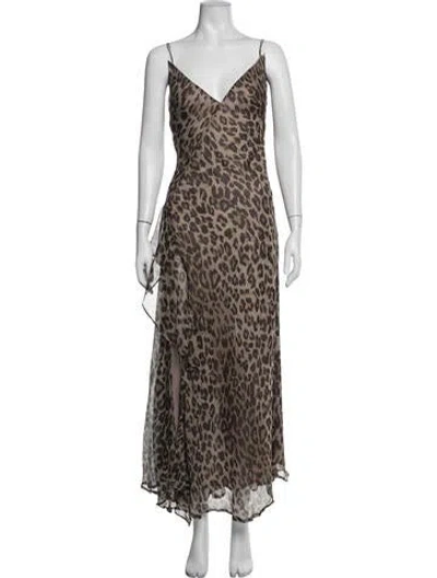 Pre-owned Nicholas Silk Long Dress In Brown