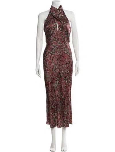 Pre-owned Nicholas Silk Long Dress In Burgundy