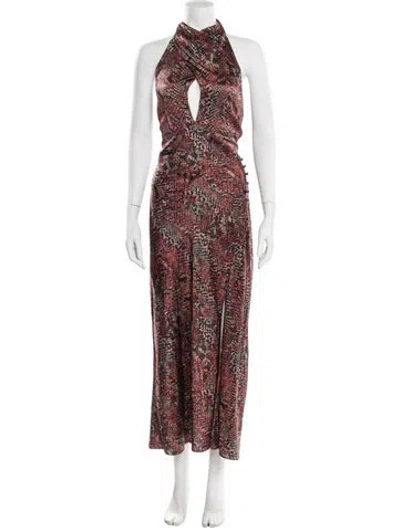 Pre-owned Nicholas Silk Long Dress In Burgundy