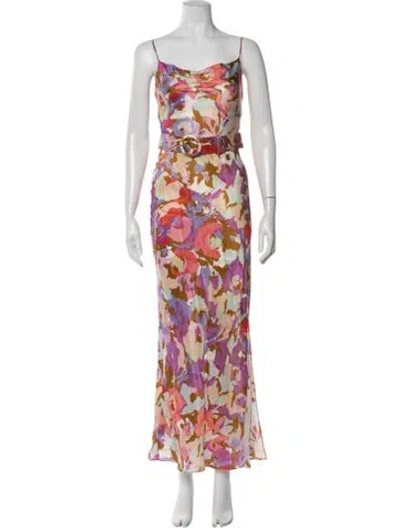 Pre-owned Nicholas Silk Long Dress In Pink/purple