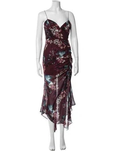 Pre-owned Nicholas Silk Long Dress In Red