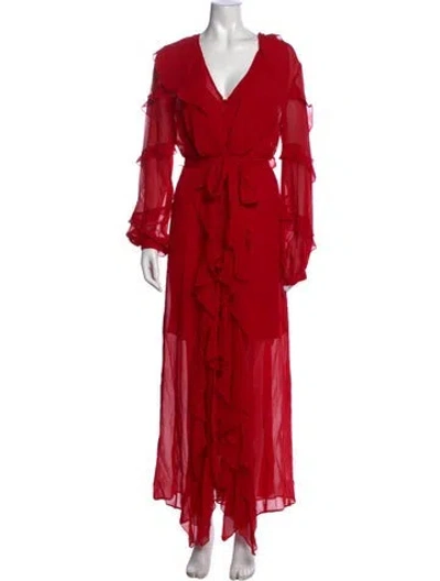 Pre-owned Nicholas Silk Long Dress In Red