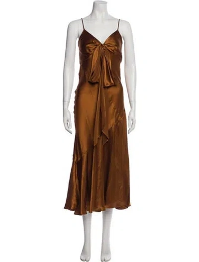 Pre-owned Nicholas Silk Long Dress W/ Tags In Brown