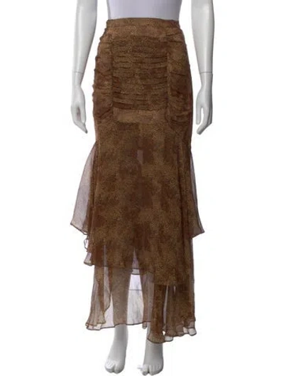 Pre-owned Nicholas Silk Long Skirt In Brown