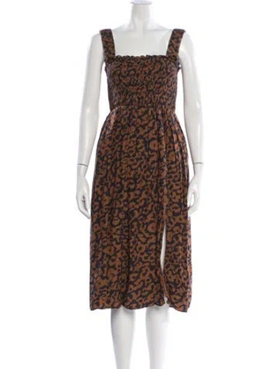 Pre-owned Nicholas Silk Midi Length Dress In Brown