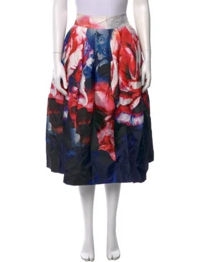 Pre-owned Nicholas Silk Midi Length Skirt In Red