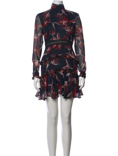 Pre-owned Nicholas Silk Mini Dress In Black/red