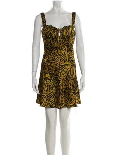 Pre-owned Nicholas Silk Mini Dress W/ Tags In Yellow