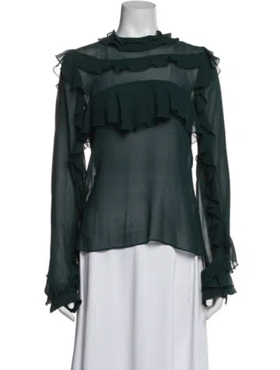 Pre-owned Nicholas Silk Mock Neck Blouse In Blue