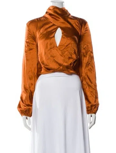 Pre-owned Nicholas Silk Mock Neck Blouse In Orange