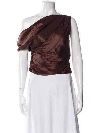 Pre-owned Nicholas Silk One-shoulder Top In Brown