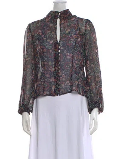 Pre-owned Nicholas Silk Paisley Print Blouse In Blue
