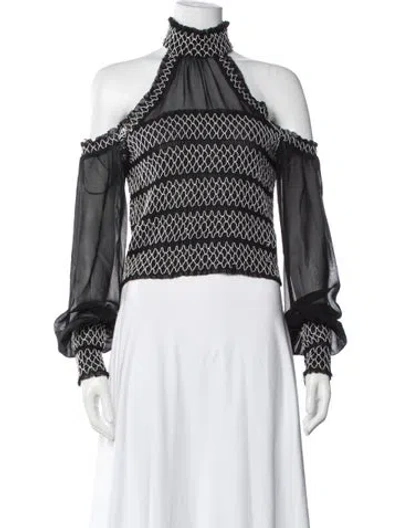 Pre-owned Nicholas Silk Patterned Top In Black