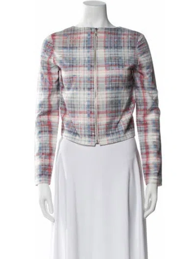 Pre-owned Nicholas Silk Plaid Print Crop Top In Multi