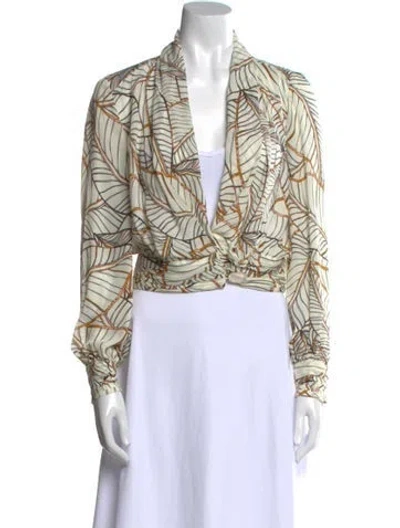 Pre-owned Nicholas Silk Printed Crop Top In Neutral