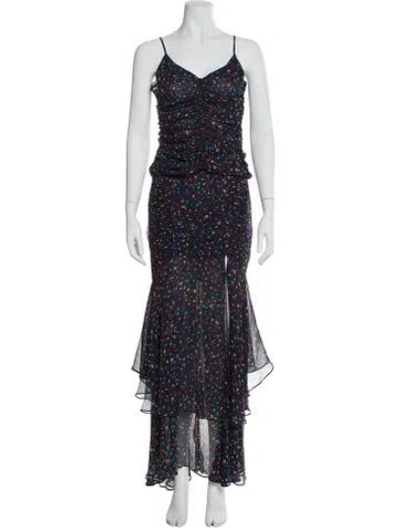 Pre-owned Nicholas Silk Printed Skirt Set In Blue