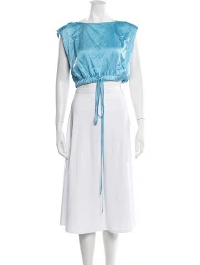 Pre-owned Nicholas Silk Scoop Neck Crop Top In Metallic/neutrals