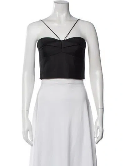 Pre-owned Nicholas Silk Square Neckline Crop Top In Black