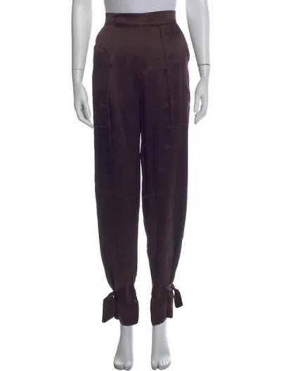 Pre-owned Nicholas Silk Straight Leg Pants In Brown