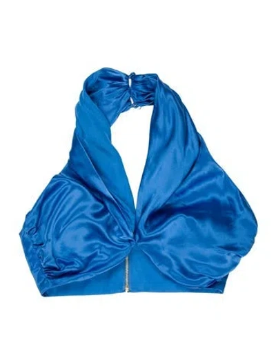 Pre-owned Nicholas Silk Strapless Crop Top W/ Tags In Blue