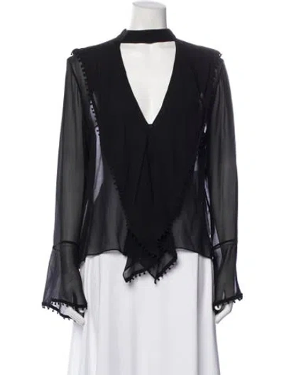 Pre-owned Nicholas Silk V-neck Blouse In Black