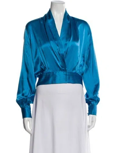 Pre-owned Nicholas Silk V-neck Blouse In Blue
