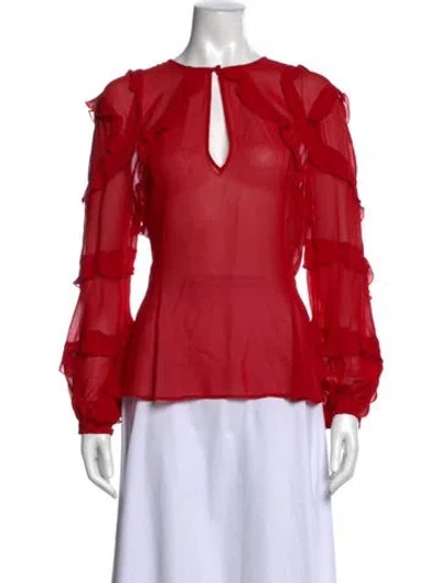Pre-owned Nicholas Silk V-neck Blouse In Red