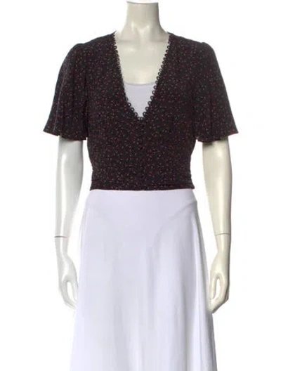 Pre-owned Nicholas Silk V-neck Crop Top In Black