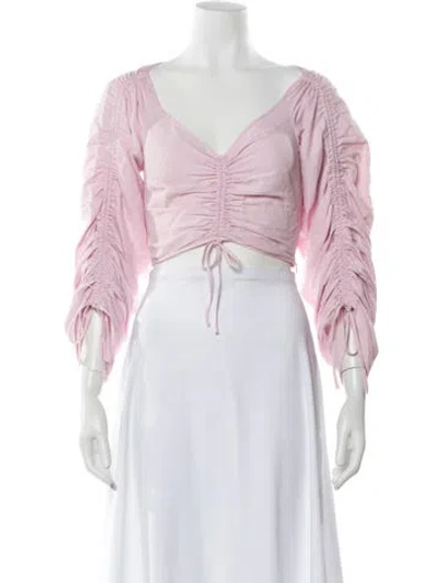 Pre-owned Nicholas Silk V-neck Crop Top In Pink